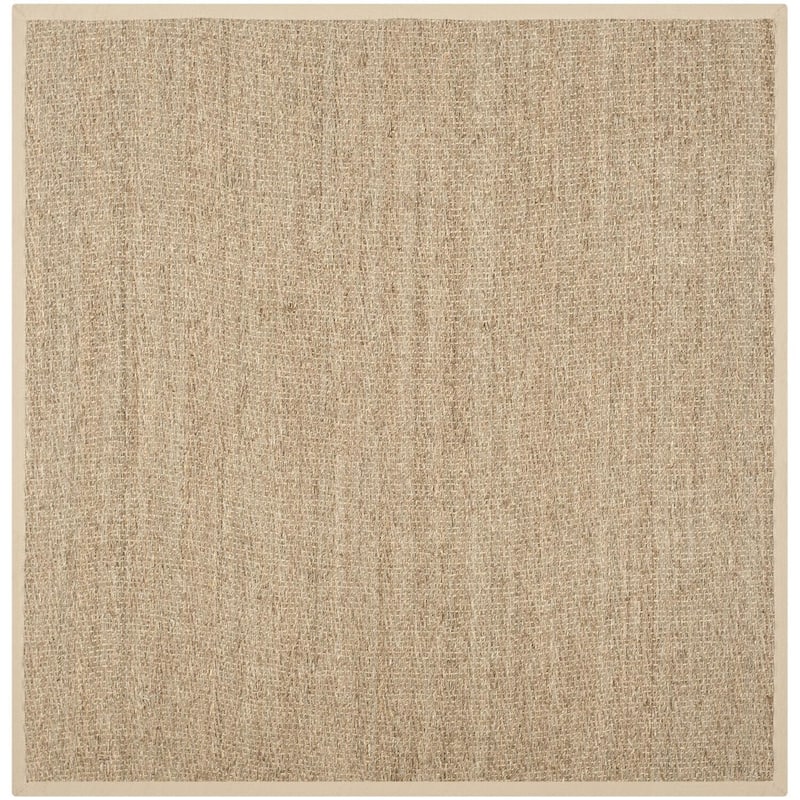 Beige Square Area Rug 6x6 - Natural Seagrass Rug - Handwoven Low Pile Indoor Rug - 72 x 72