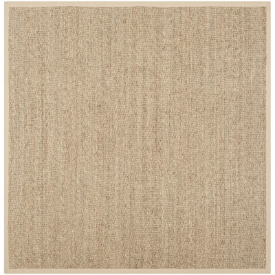 Beige Square Area Rug 6x6 - Natural Seagrass Rug - Handwoven Low Pile Indoor Rug - 72 x 72