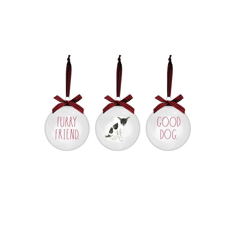 Rae Dunn Set of 3 PET THEMED CHRISTMAS Ornaments - White