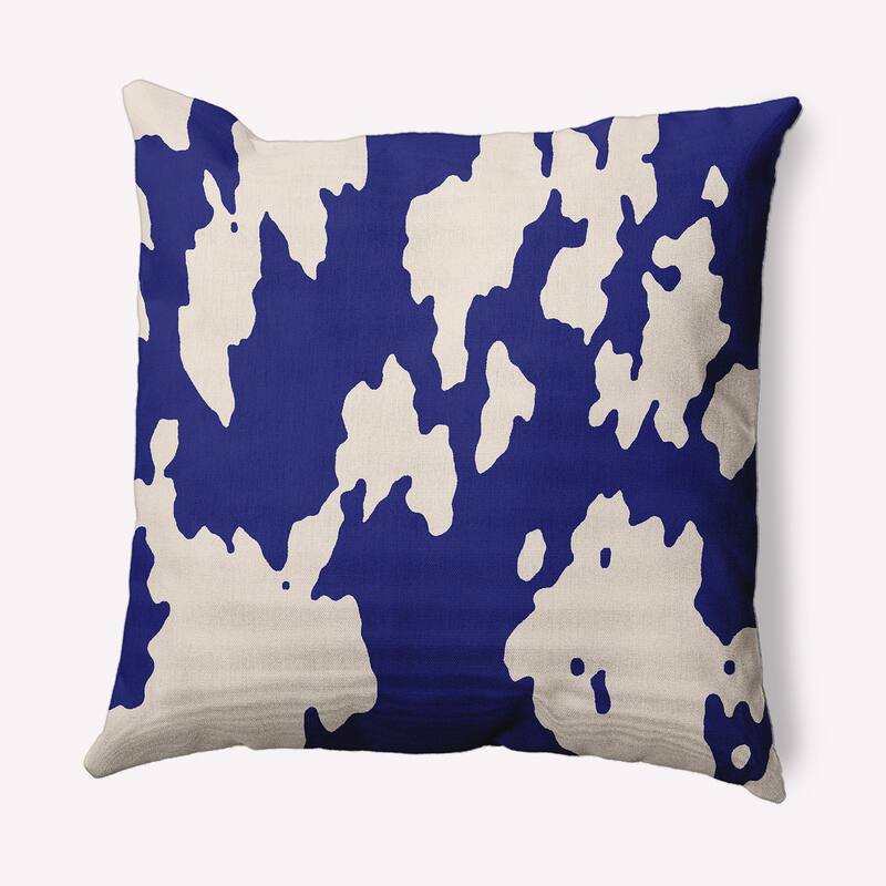 Moo Print Decorative Throw Pillow - 16" x 16" - Indigo Blue