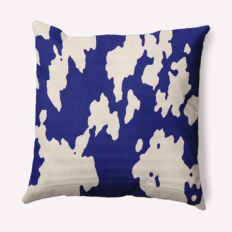 Moo Print Indoor/Outdoor Throw Pillow - 20" x 20" - Indigo Blue