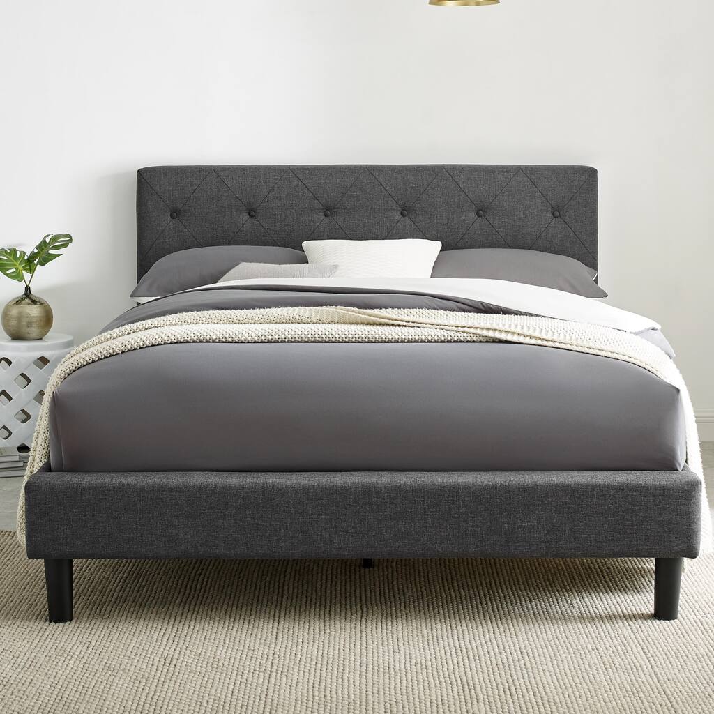Monticello Gray Upholstered Platform Bed