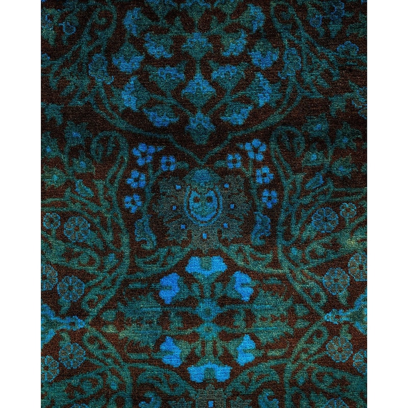 Overton Hand Knotted Wool Vintage Inspired Modern Contemporary Overdyed Black Runner Rug - 3' 0" x 14' 4"