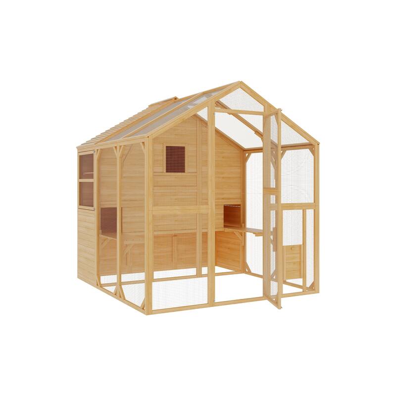 Cat Catio Window Box for 6 to 8 Kittens, Lockable House with 5 Windows