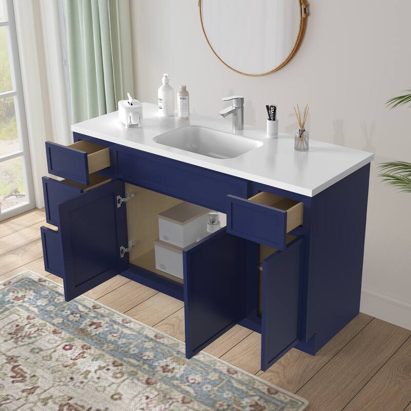 Vanity Art 57" Birch Freestanding Bathroom Vanity Cabinet without Top