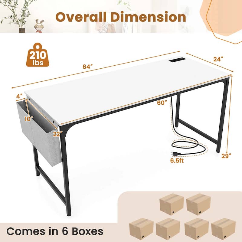 Costway Set of 2/4/6 Meeting Room Desk with Charging Station &