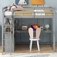 preview thumbnail 7 of 64, Loft Bed with Desk and Shelves, 2 Built-In Drawers Grey - Twin