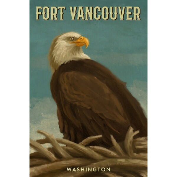 Fort Vancouver Washington Bald Eagle Oil Painting Lantern Press Artwork Art Print Multiple Sizes Available