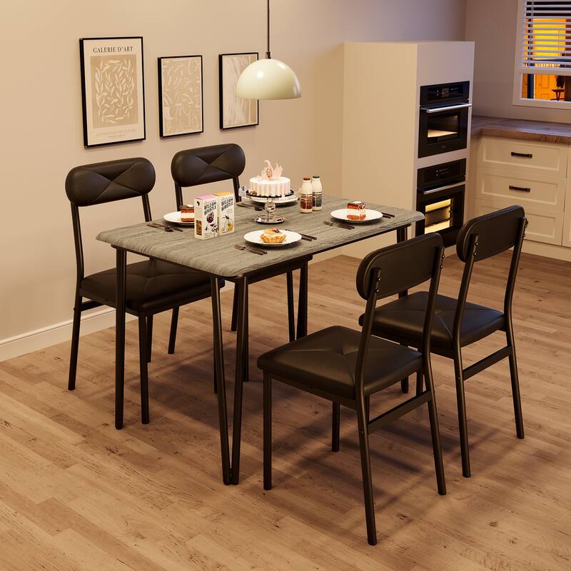 Small Kitchen Table and Chairs Set of 4, 5 Pieces Dining Room Table Set, Furniture Dinette Set