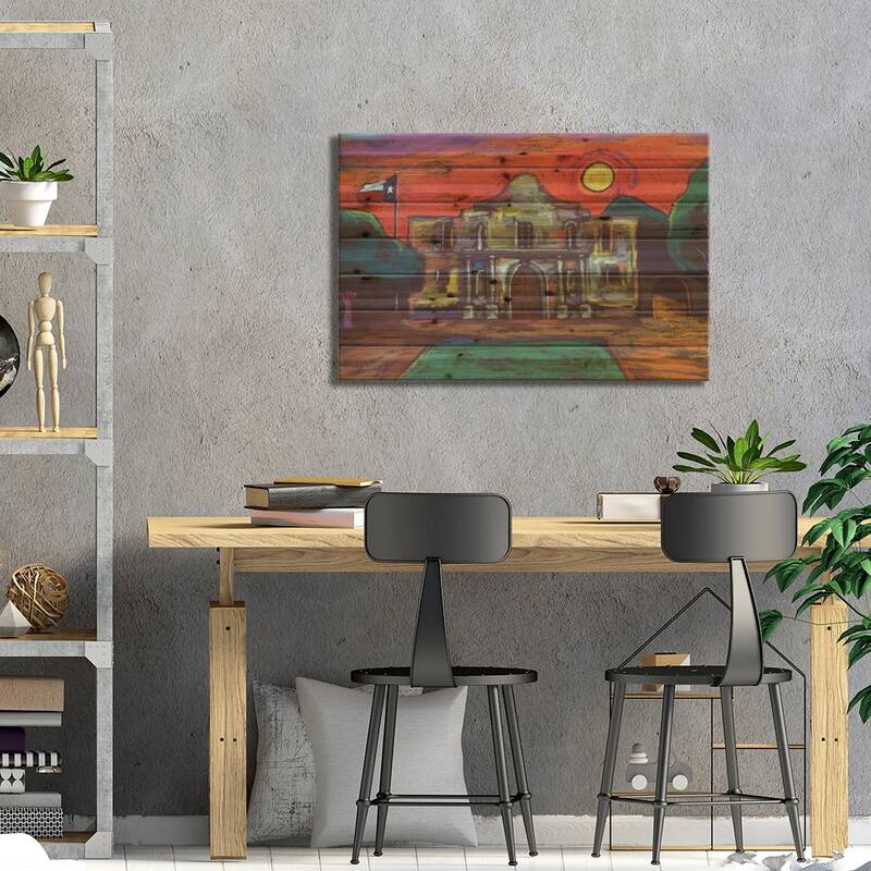 Remembering The Alamo Print On Wood by David Hinds - Multi-Color