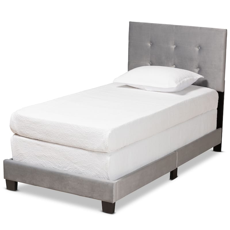 Caprice Contemporary Glam Velvet Fabric Twin Size Panel Bed