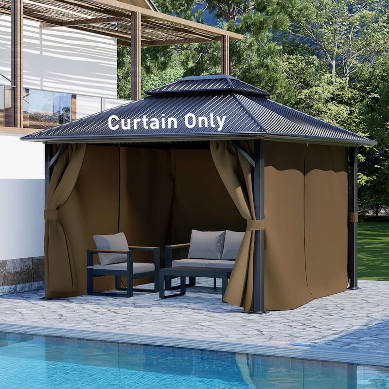 Aoodor Gazebo Curtain Replacement-Universal 4-Panel Sidewalls 10'x12', Curtain Only