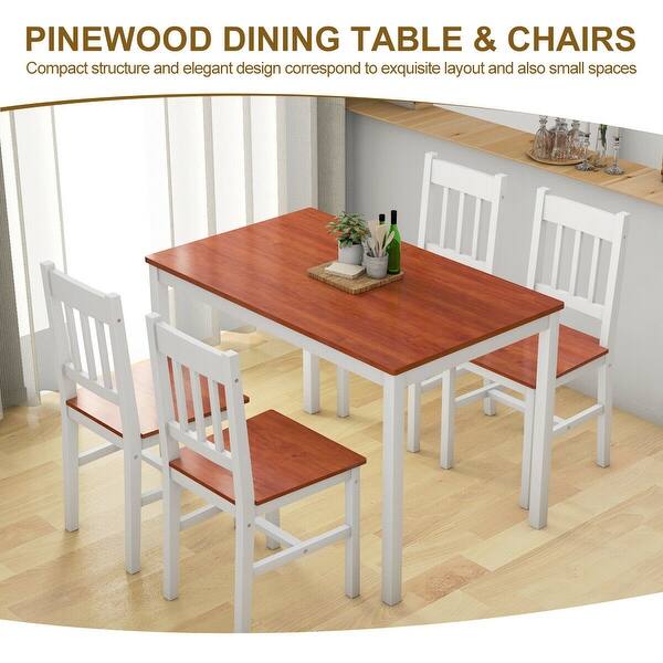 Shop Gymax 5 Piece Dining Table Set 4 Chairs Solid Wood Home