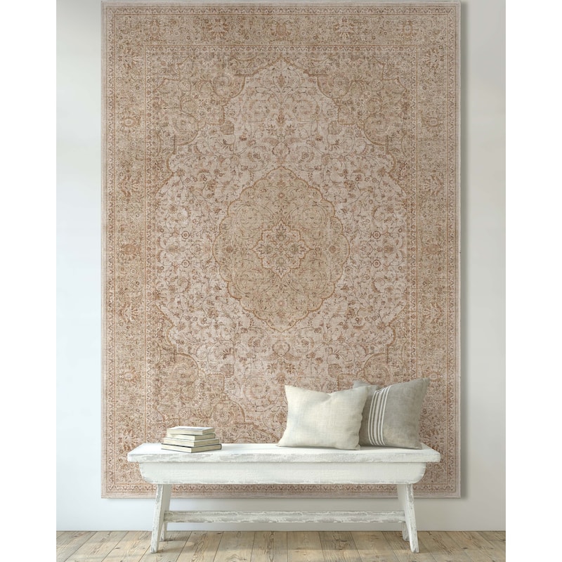 Well Woven Asha Odette Persian Oriental Vintage Area Rug - 7' 7" x 9' 10" - Beige - Rectangle