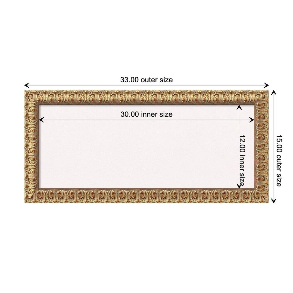 Florentine Gold Wood Framed White Corkboard Bulletin Board
