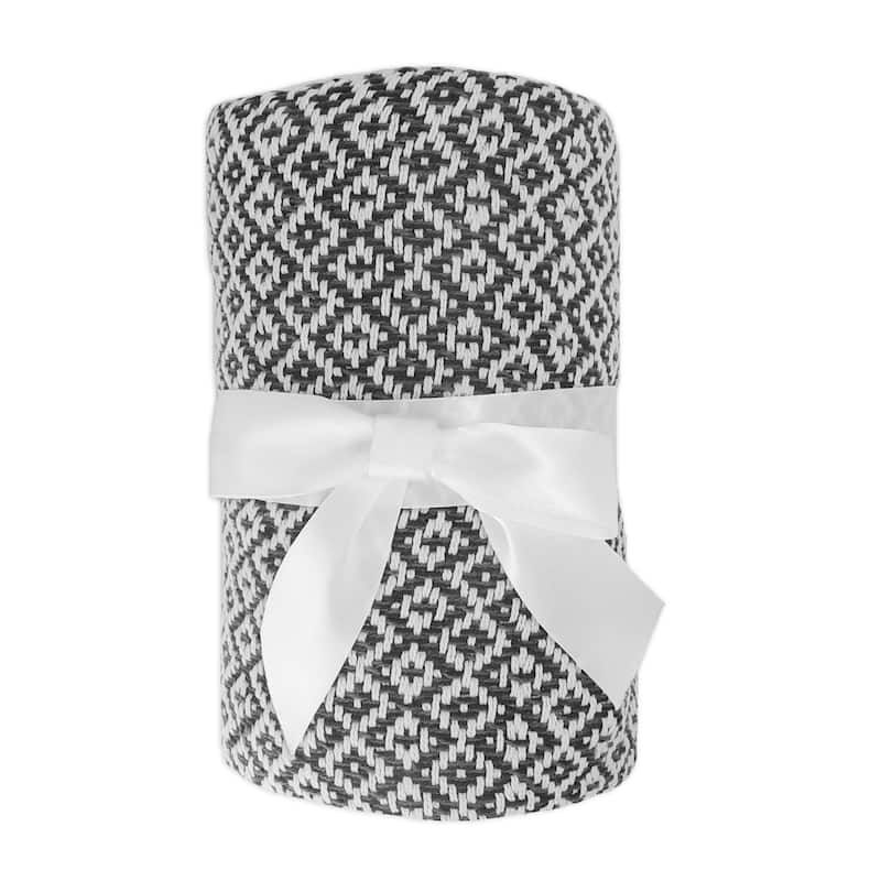 Sevita Cotton Diamond Patterned Standard Size Throw Blanket with Fringe