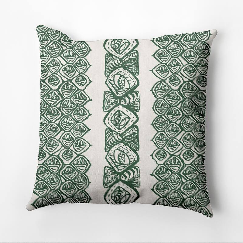Central Comb Outdoor Pillow - Green - 16" x 16"