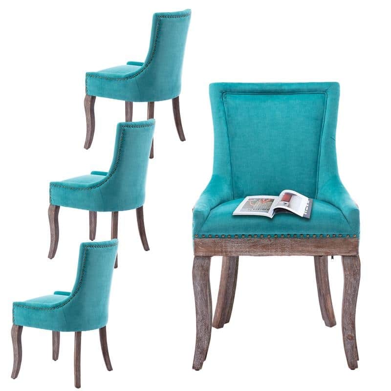 Thickened Side Dining Chair with Solid Wood Legs Set of 2