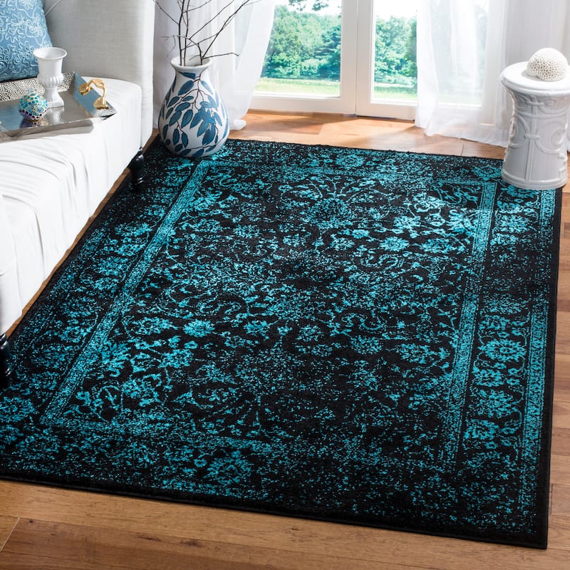 SAFAVIEH Adirondack Dakota Rustic Shabby Chic Distressed Rug - 10' x 14' - Black/Teal