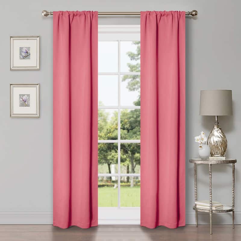 Superior Solid Machine Washable Room Darkening Semi-Blackout Curtains, Set of 2