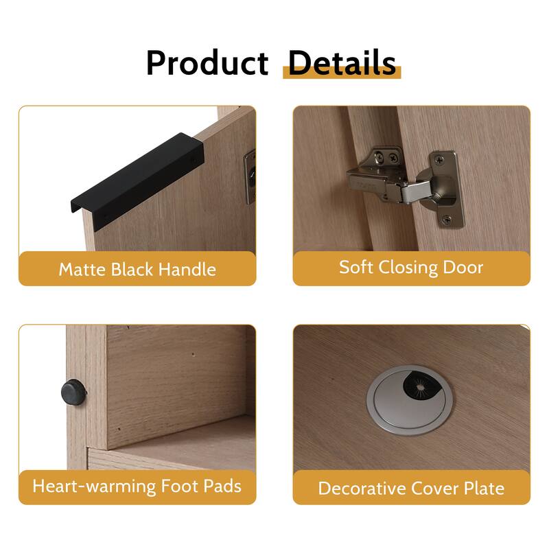 24/30/36 Inch Freestanding Bathroom Vanity Cabinet with Soft Close Door and Adjustable Shelf (Without Sink)