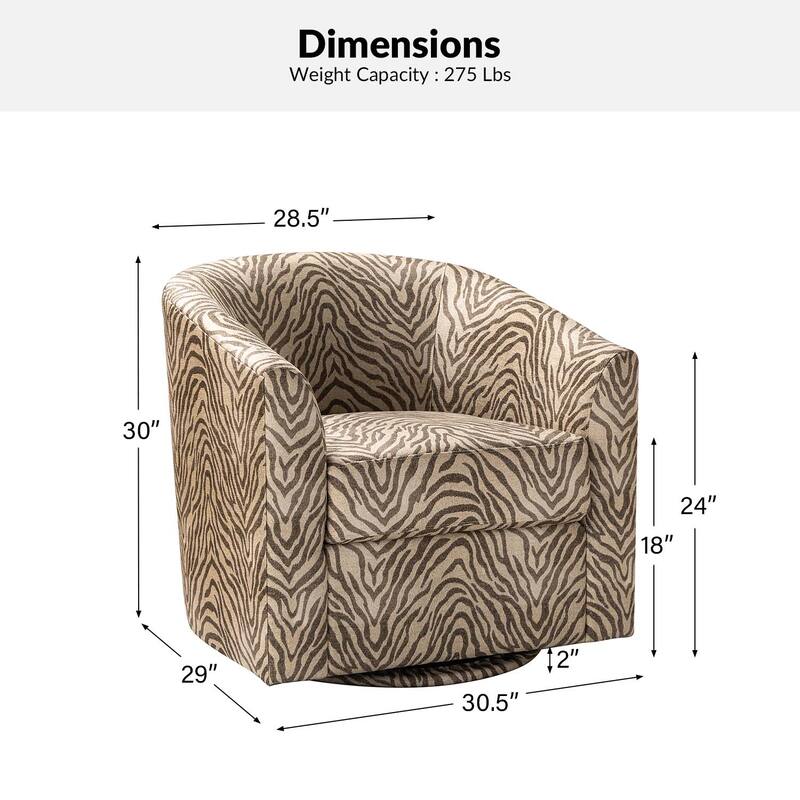 Cuenca Modern Wooden Upholstered Barrel Chair with Metal Swivel Base
