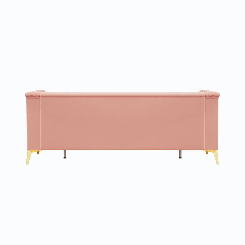 82'' Modern Velvet 3-Seater Couch with Tufted Design and Gold Metal Legs