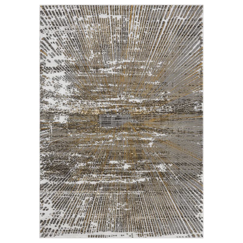 Mila Collection Geometric Contemporary Area Rug - 8' x 10' - Grey/Gold