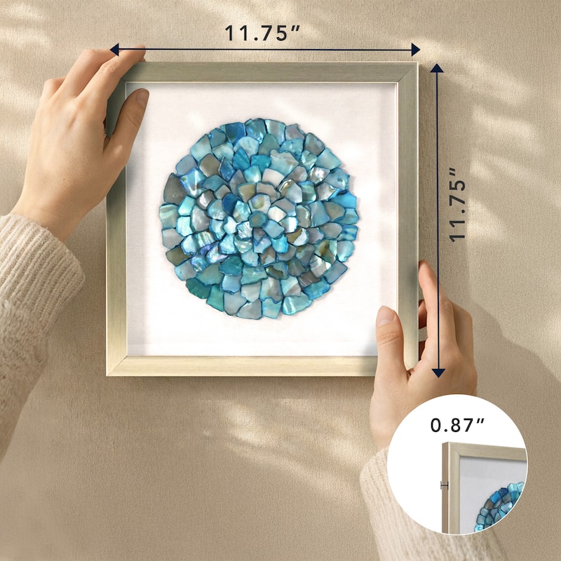 American Art Decor 2-Piece Coastal Seashell & Sea Glass Shadowbox Framed Wall Art Set
