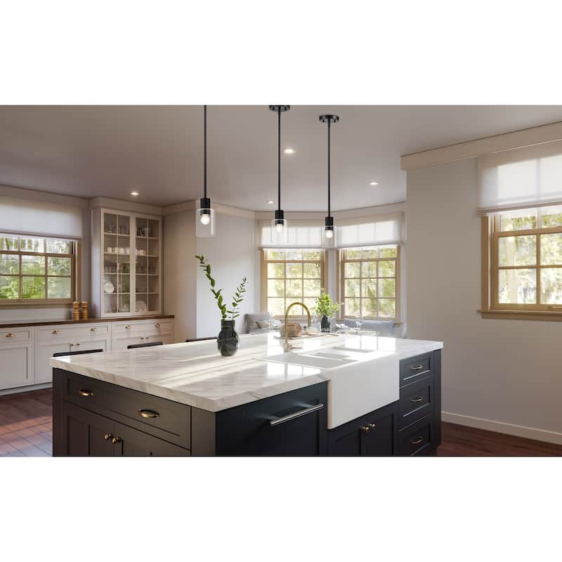 Clarksville 5 Inch Mini Pendant Matte Black with Clear Glass - Matte Black