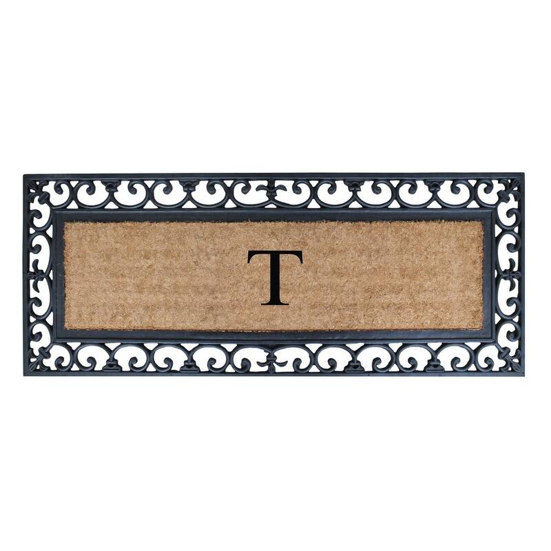 Non Slip Coir Low Profile Myla Monogrammed Entry Doormat, 17.7"x47.25" - monogrammed t