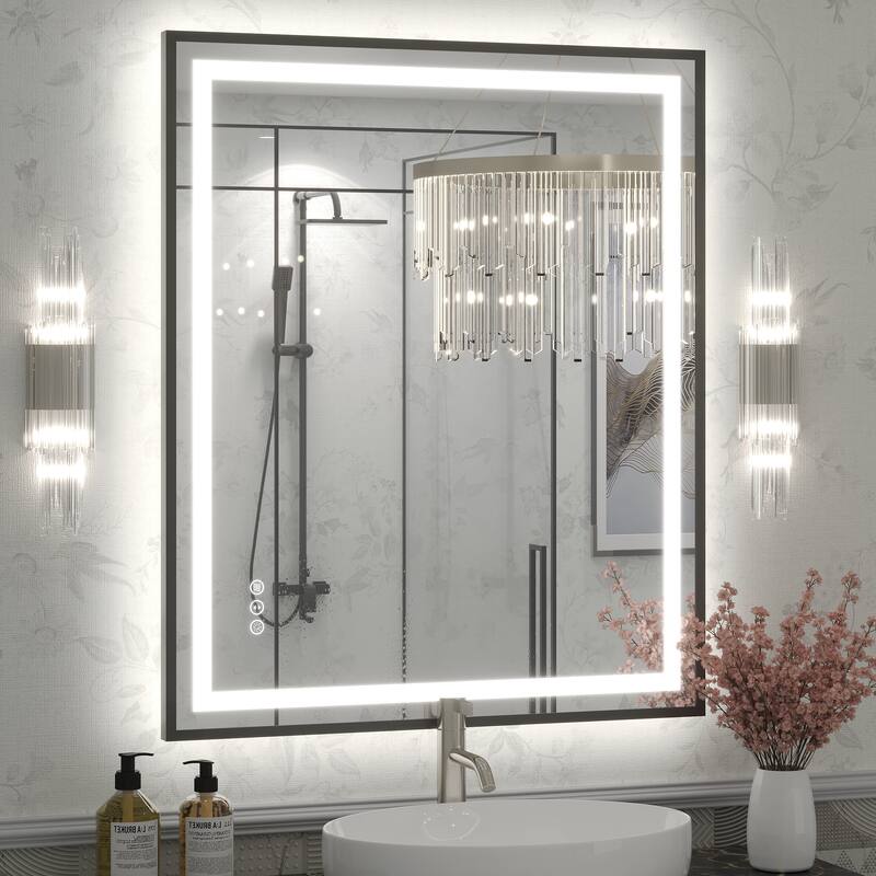KIOTEE 24V Ultra-Bright LED Bathroom Mirror, Anti-Fog, Tempered Glass - 36x30
