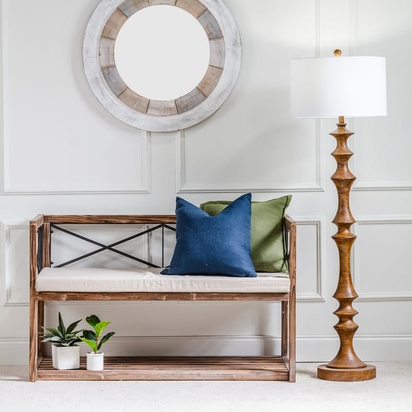 slide 1 of 6, Caleb Resin Wood Floor Lamp - 62"H x 18"Rnd