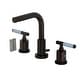 preview thumbnail 14 of 34, Kingston Brass Synchronous Two-Handle 3-Hole Deck Mount Widespread Bathroom Faucet with Brass Pop-Up Drain Oil Rubbed Bronze