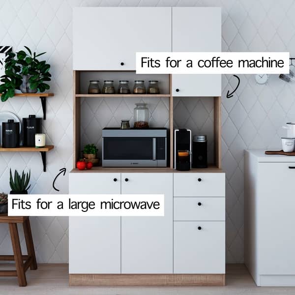 Living Skog Pantry Kitchen Storage Cabinet Large White, Natural