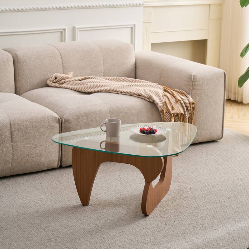 Farmhouse Glass Top Small Coffee Tables, Wood Center Table