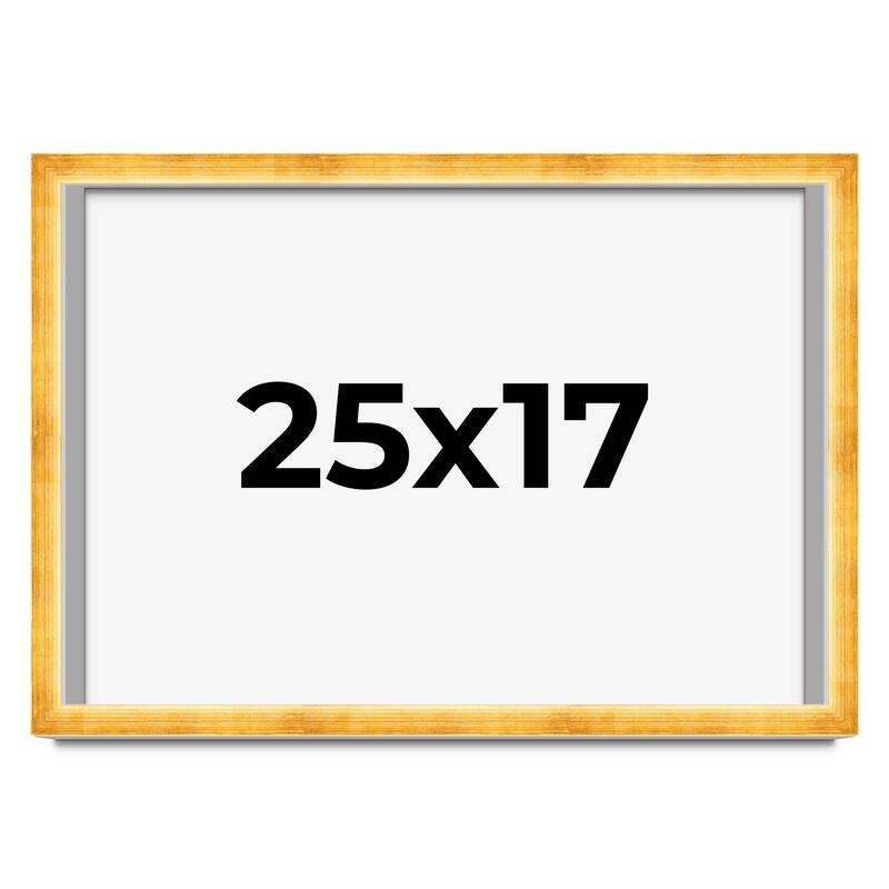 25x17 Shadow Box Frame Gold | 1.625 Inches Deep Real Wood Traditional