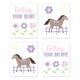 Pony Floral Collection Wall Decor Art Prints (Set of 4) - Purple, Pink, Yellow and Green Flower Farm Horse Plaid