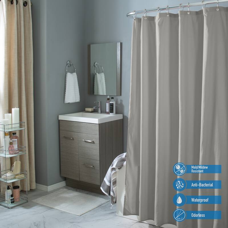 Bath Bliss Microfiber Soft Touch Diamond Design Shower Curtain Liner in Charcoal