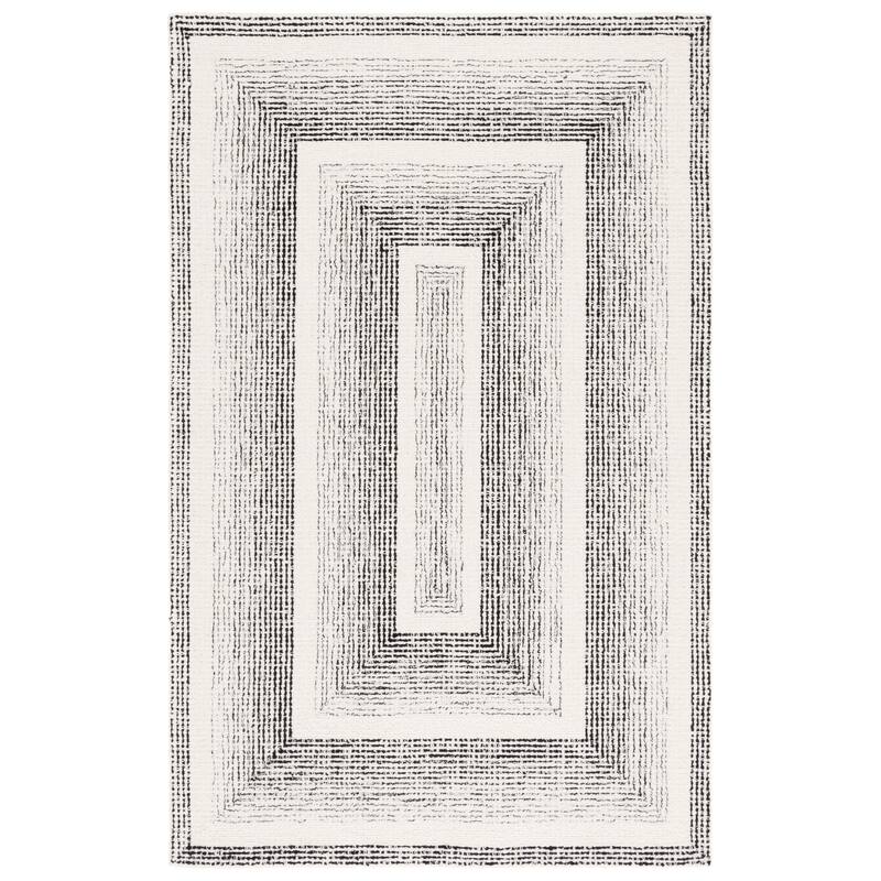 SAFAVIEH Handmade Pine Jodine Modern Wool Rug - 6' Square - Black/Ivory