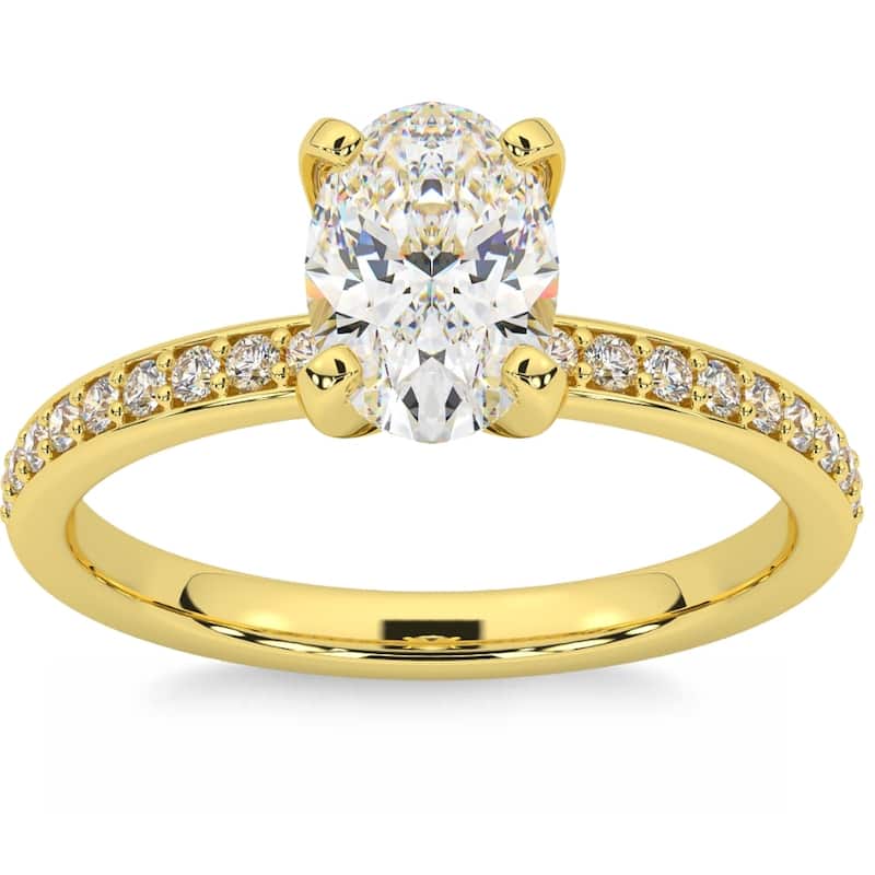 Bliss Diamond 2 1/4CT Oval Moissanite & Lab Grown Diamond Engagement Ring White or Yellow Gold - 8.5 - Yellow