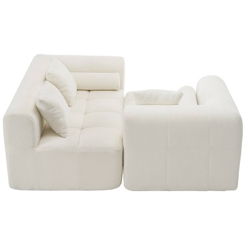 101.2" Chenille Modular Sectional Sofa with Deep Seating, Free-Combined Design and High-Density Foam Construction