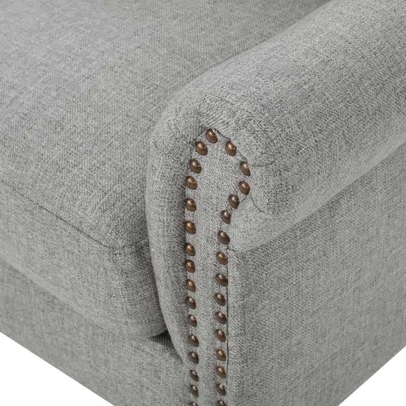 Modern 30" High Back Upholstered Button Tufted Accent Chair with Nailheads for Living Room