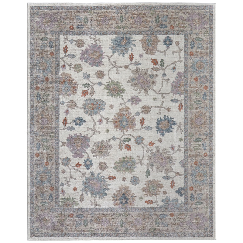 Welch R39QJ Floral & Botanical Transitional Area Rug - 1'8" x 2'10" - Ivory/Brown/Blue