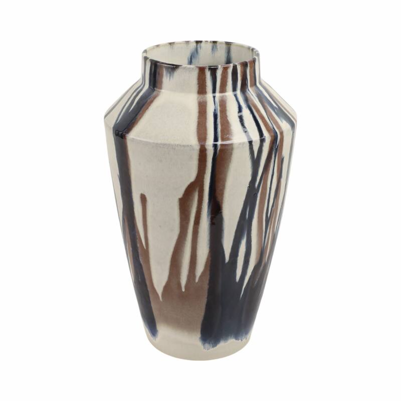 Terracotta Vase Abstract Pattern Design Handcrafted Look Glaze Decor