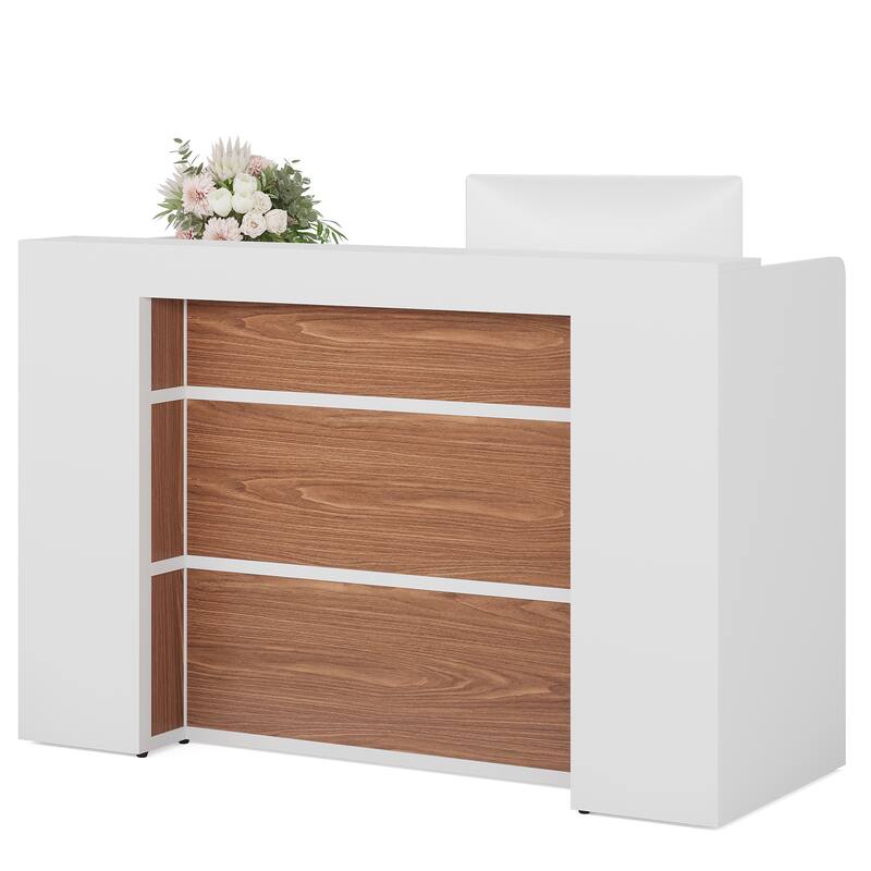 Modern 63 Inches Front Counter Table Reception Desk with LED for Retail
