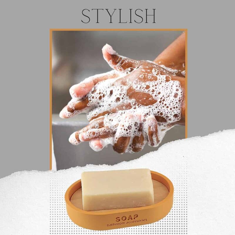 Chic Polyresin Soap Dish with Draining Bamboo Insert - 5 L x 3.4 W x 1 H