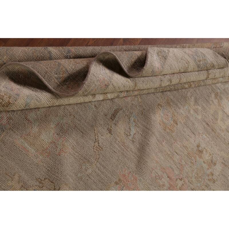 Floral Vegetable Dye Oushak Turkish Area Rug Handmade Wool Carpet - 8'8"x 11'9"