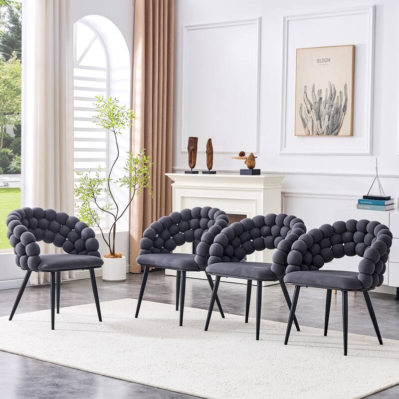 Velvet Dining Chairs Set of 2, Modern Upholstered Vanity Chairs Accent Chairs with Golden Metal Legs