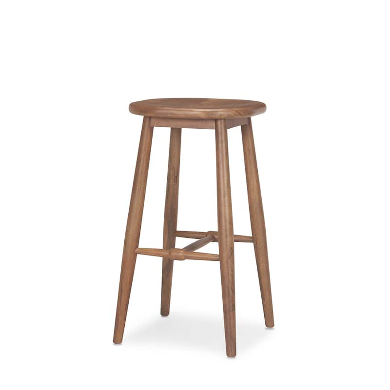 HomeRoots 30" Natural Solid Wood Backless Bar Height Bar Chair